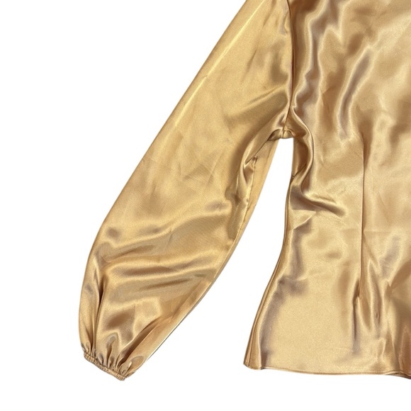 VTG 80s Romantic Ruffle Satin V-Neck Blouse Glam Castle Victorian Chic USA Small - Picture 9 of 13